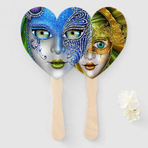 Éventail Deux masques masqués dans un ventilateur