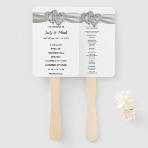 Éventail Diamond Hearts Programme de mariage blanc Fans
