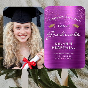 Éventail Diplôme 2026 Personnalisé Magenta Métallisé