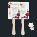 Éventail do-it-yourself Rustic Red Floral Wedding Programme<br><div class="desc">L'idée élégante et chic du programme de mariage commence par un cadre doré mince qui entoure le texte. De grandes roses rouges, des fleurs pourpres et des fleurs roses sont placées dans les coins supérieur gauche et inférieur droit du cadre doré. Une variété de verdure crée une ambiance artistique et...</div>