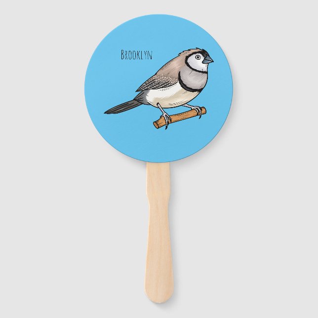 Éventail Double-barred finch bird cartoon illustration (Devant)