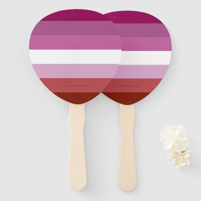 Éventail Drapeau de fierté lesbienne de SlipperyJoe's fémin (Devant et derrière)