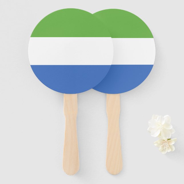 Éventail drapeau de la Sierra Leone (Devant et derrière)