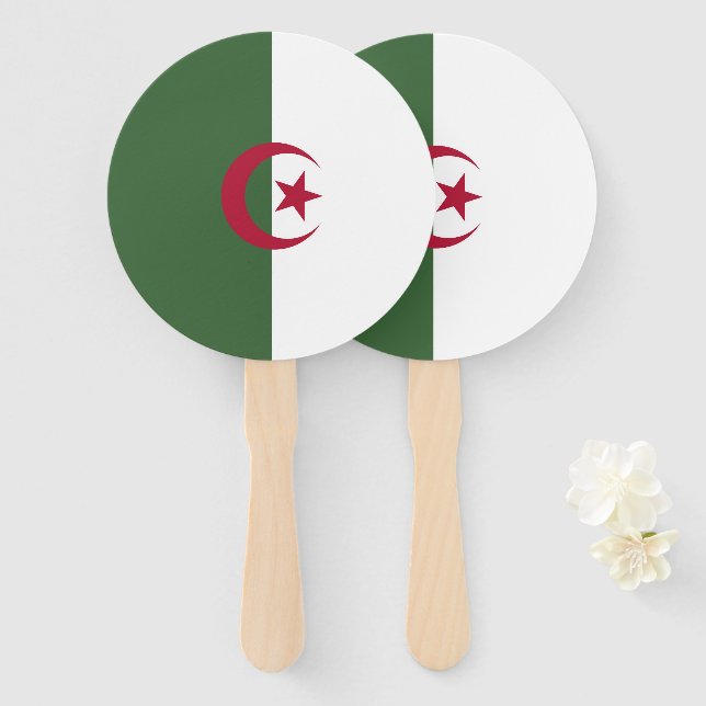 Éventail Drapeau de l'Algérie (Devant et derrière)