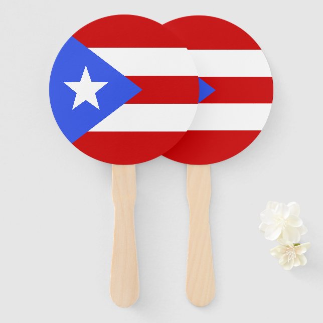Éventail drapeau de Porto Rico (Devant et derrière)