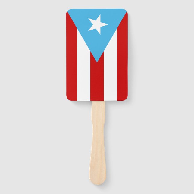 Éventail Drapeau de Porto Rico Bleu Ciel (Devant)