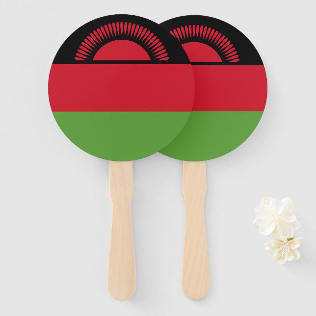 Éventail drapeau du Malawi (Devant et derrière)