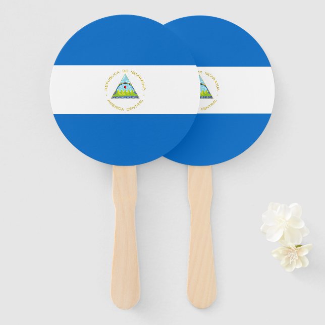 Éventail Drapeau du Nicaragua (Devant et derrière)