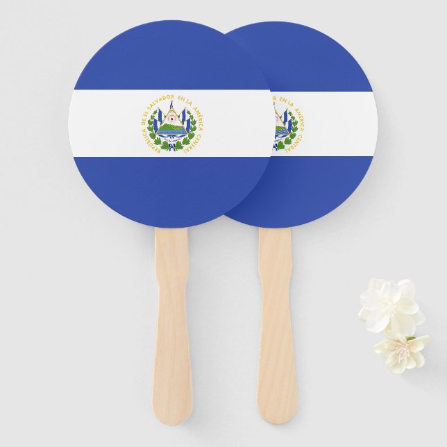 Éventail Drapeau El Salvador (Devant et derrière)