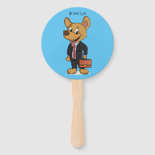 Éventail Drôle chien en costume d'entreprise dessin animé