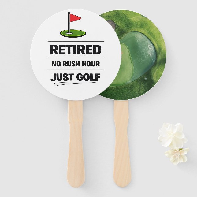 Éventail Drôle de dicton de golf Retraite de golf (Devant et derrière)