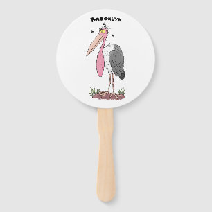 Éventail Drôle dessin animé de cigogne en marabou