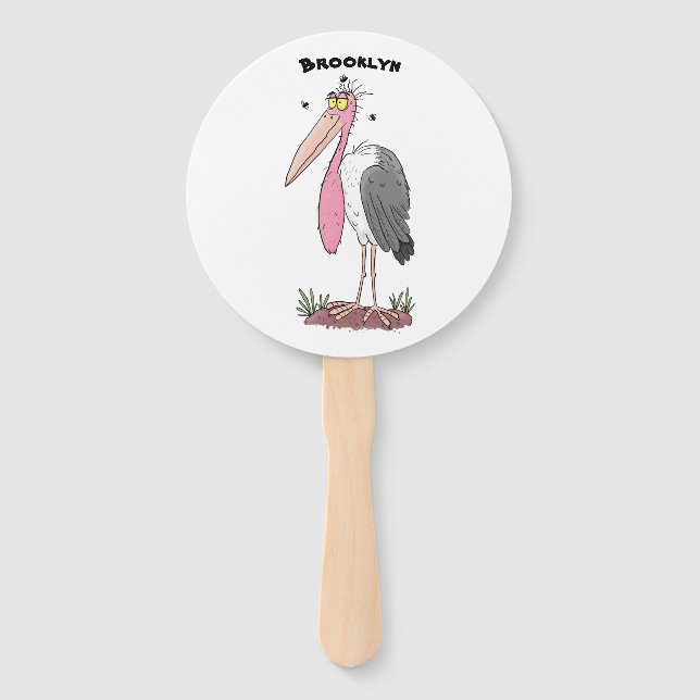 Éventail Drôle dessin animé de cigogne en marabou (Devant)