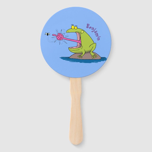 Éventail Drôle dessin animé de grenouille et mouche (Devant)
