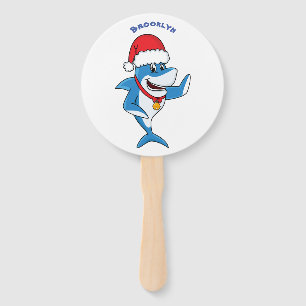 Éventail Drôle dessin animé de requin de Noël