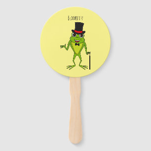 Éventail Drôle grenouille avec chapeau dessus dessin animé
