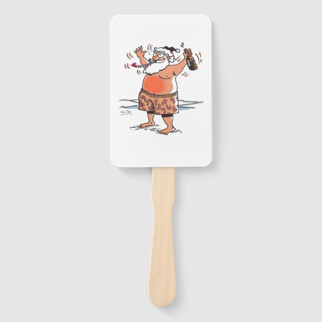 Éventail Drunk Santa rectangle hand fans (Devant)