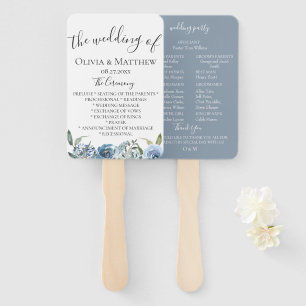 Éventail Dusty Blue Botanical Wedding Programme