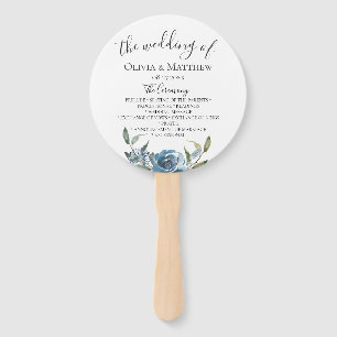 Éventail Dusty Blue Botanical Wedding Programme