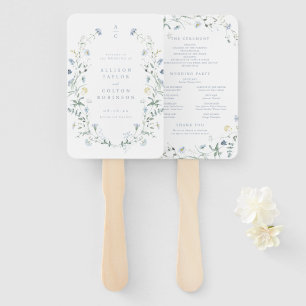 Éventail Dusty Blue Fleur sauvage Rustic Boho Wedding Progr
