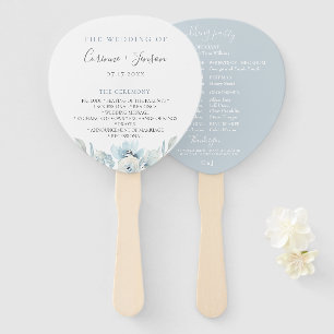 Éventail Dusty Blue Floral Wedding Programme Ventilateurs à