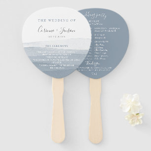 Éventail Dusty Blue Watercolor Programme de mariage Ventila