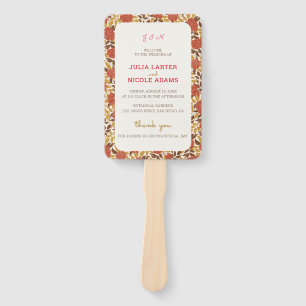 Éventail Dusty Brunt Orange Peony Flowers Mariage de automn