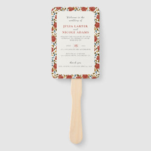 Éventail Dusty Elegant Golden Red Rose Mariage