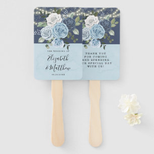 Éventail Dusty Navy Blue Peony Mariage