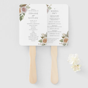 Éventail Dusty Peach Rose Floral Wedding Programme