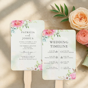 Éventail Dusty Rose Floral Boho Programme de mariage Ventil