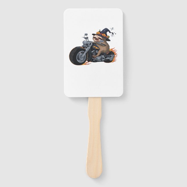Éventail Éffrayant Sloth Motorcycle Ride Halloween Biker Fu (Devant)
