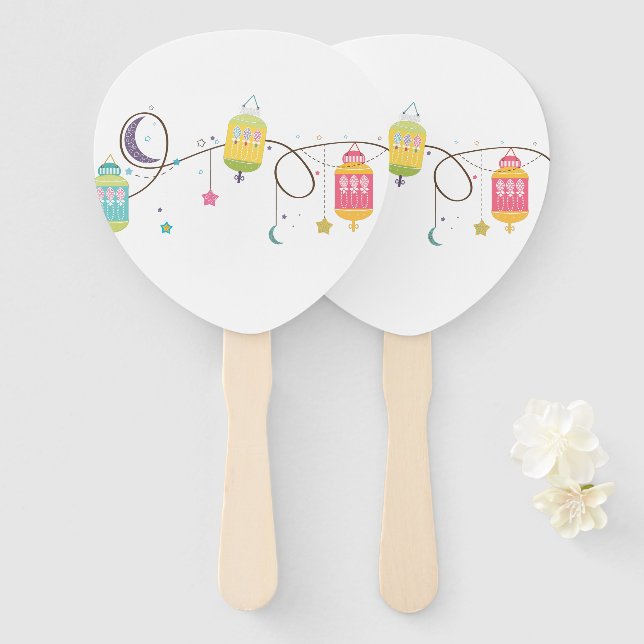 Éventail Eid Hand Fans (Devant et derrière)