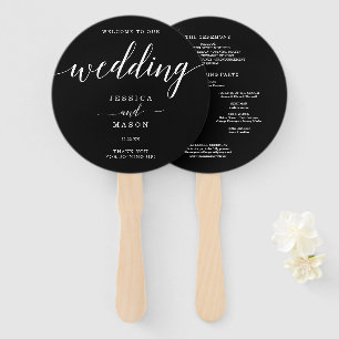 Éventail Élégance minimale Mariage simple noir et blanc Ha