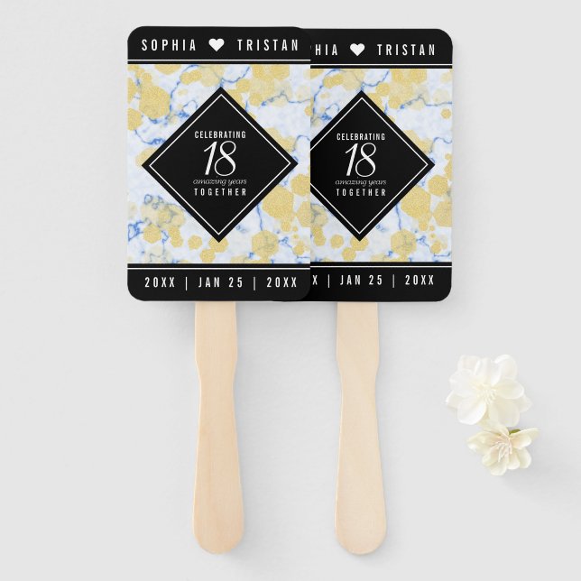 Éventail Élégant 18ème anniversaire de Mariage de porcelain (Devant et derrière)