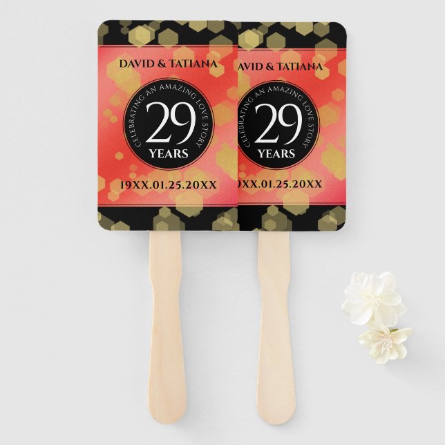 Éventail Élégant 29e anniversaire du Mariage Garnet (Devant et derrière)