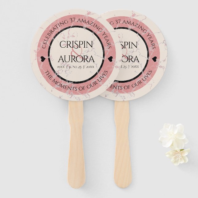 Éventail Élégant 37e anniversaire du Mariage Alabaster (Devant et derrière)