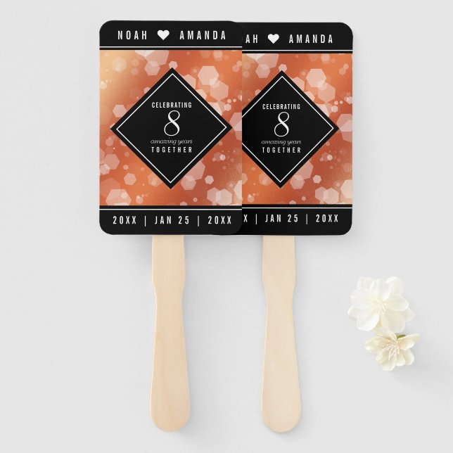 Éventail Élégant 8ème anniversaire de Mariage de bronze (Devant et derrière)