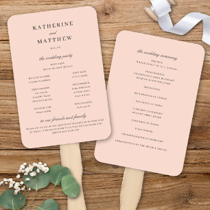 Éventail Élégant Chic Blush Pink Mariage Ceremony Programme