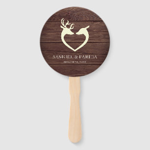 Éventail Elégant Coeur de Cerf Mariage de Bois Rustique