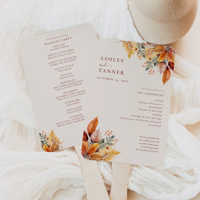Éventail Élégant congé d'automne Programme de mariage d'aut (Créateur téléchargé)
