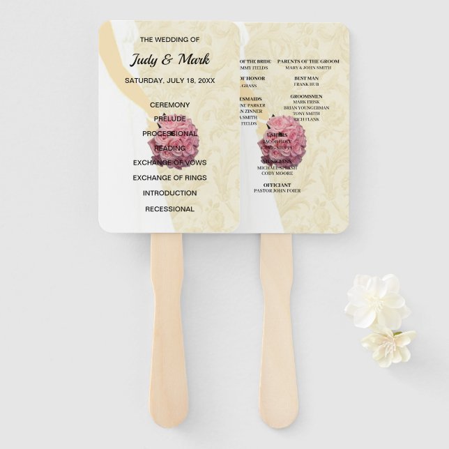 Éventail Elegant Cream Mariage Gown Programme (Devant et derrière)