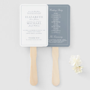 Éventail Elégant Dusty Blue Classic Script Wedding Programm