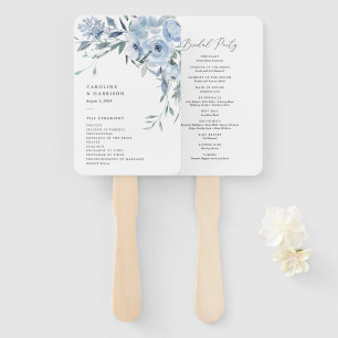 Éventail Elégant Dusty Blue Floral Wedding Programme
