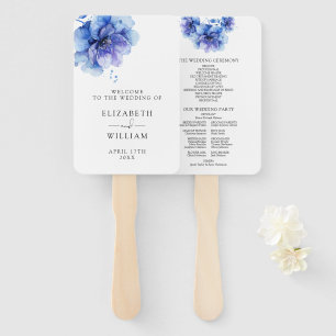 Éventail Elégant Dusty Blue Floral Wedding Programme