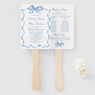 Éventail Élégant Dusty Blue Main Drawn Bow Wedding Programm