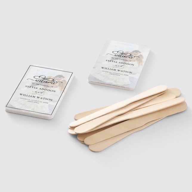 Éventail Élégant Faux Vellum Effet Superposition Mariage ph (Non-assemblé)