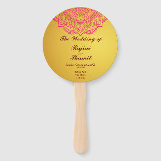 Éventail Élégant Gold Pink Paisley Programme de mariage ind