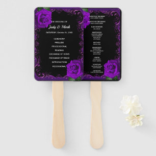 Éventail Élégant Goth Purple Roses de mariage Fans du progr