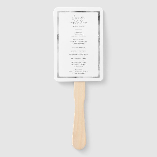 Éventail Elégant marbre d'aquarelle noir et blanc (Devant)